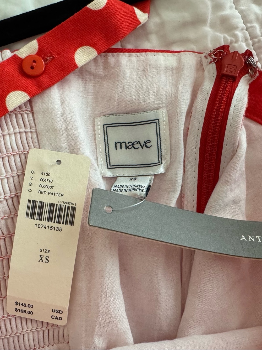NWT Maeve Anthropologie Orange Polka Dot Mini Dress XS - Picture 6 of 6